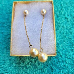 PEARL & GOLD DANGLE EARRINGS